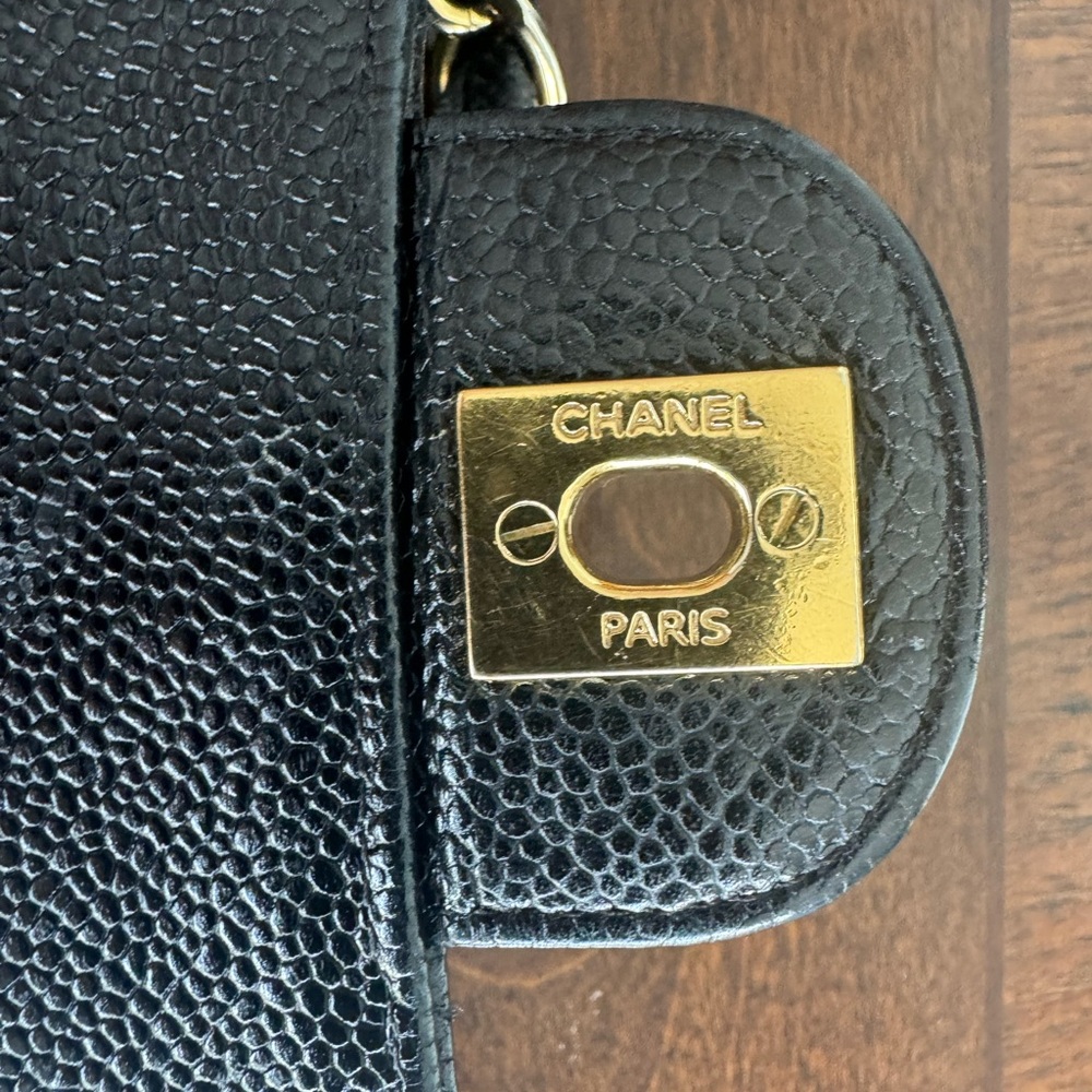 Chanel Black Caviar Vintage Jumbo Single Flap -24k gold hardware - Picture 7 of 17
